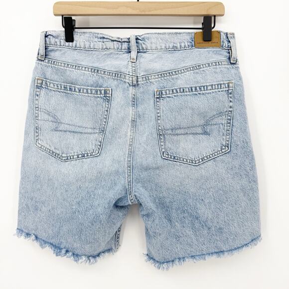 American Eagle Denim Skater Shorts 8 Blue Baggy High Rise Soft Grunge Distressed - Picture 2 of 11